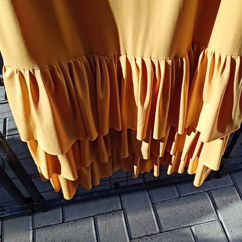 Chic Mustard Ruffled Skirt - Picture 2 of 3